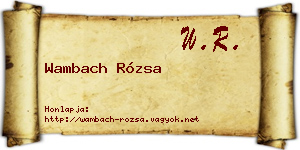 Wambach Rózsa névjegykártya